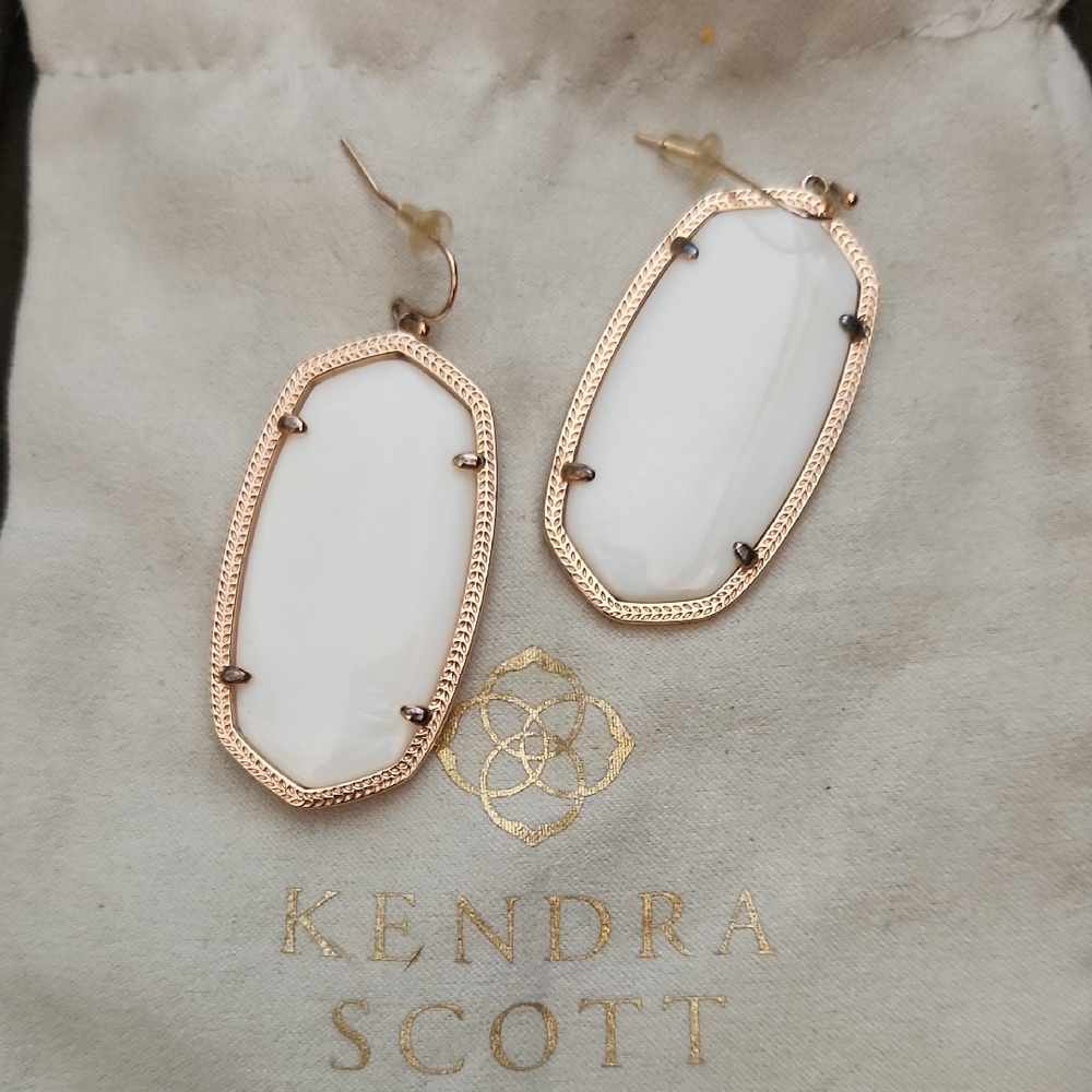 Kendra Scott Gold and White Dangle Earrings